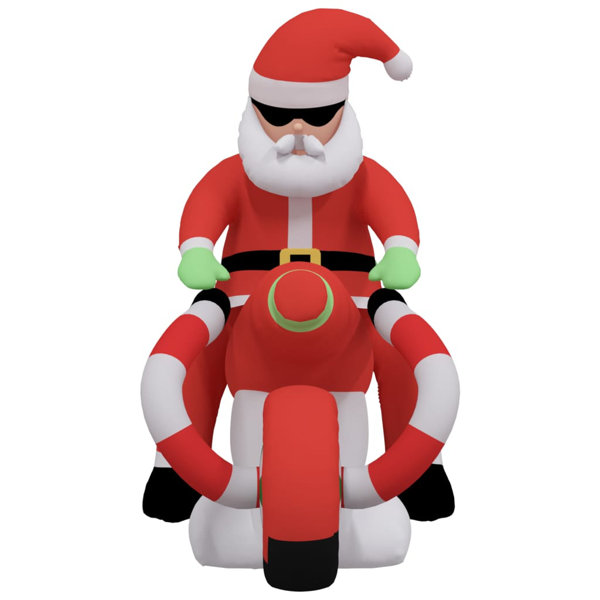 The Holiday Aisle® Christmas Inflatable Santa on Motorcycle LED 62.2" Wayfair